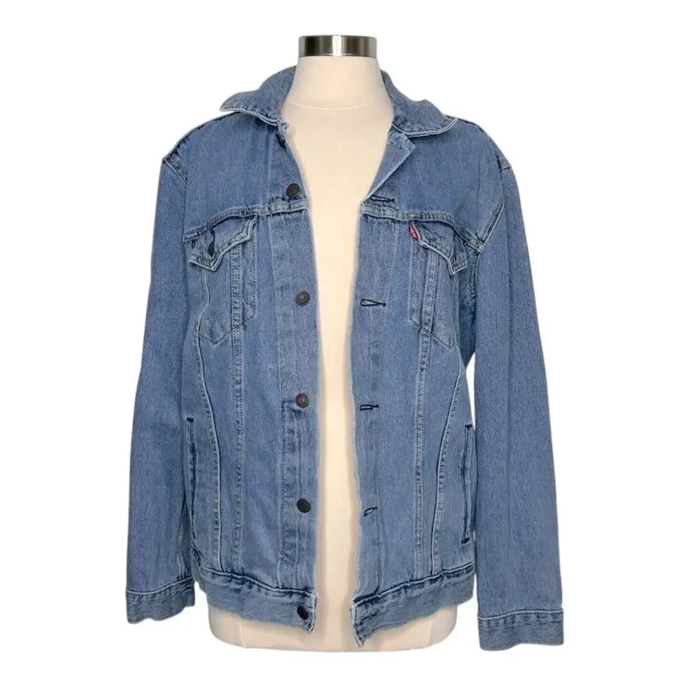 Levi’s Denim Trucker Jean Jacket Light Wash Button Up Cotton Classic Sz Large